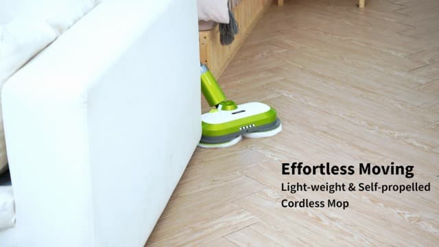 Cordless Electric Mop, Electric Spin Mop with LED Headlight and Water Spray, Up to 60 mins Powerful Floor Cleaner with 300ml Water Tank & Detachable Battery, Super Quiet Cleaning & Waxing