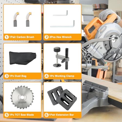 Hoteche 8-1/4-Inch Miter Saw 12.5A Sliding Compound Single Bevel Chop Saw with Laser and Blade for Wood and Metal Working