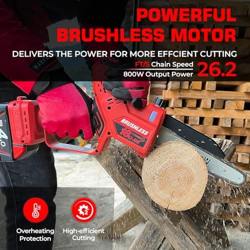 Mini Chainsaw for Milwaukee M18 Battery, Auto-Oiler, 8-Inch and 6-Inch 2-IN-1 Brushless Cordless Pruning Chainsaw, Battery Powered Mini Chainsaw for Wood Cutting, Tree Trimming (only tool)
