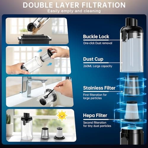 Handheld Vacuum Cordless, Portable Car Vacuum with 16000Pa Powerful Suction, Ultra-Lightweight 1.3lbs, Brushless Motor, Multiple Accessories for Home Office Car Pets Cleaning
