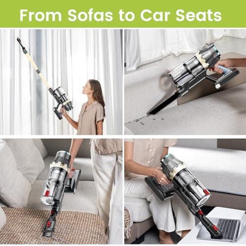 Cordless Vacuum Cleaner, 550W/48Kpa Self-Standing Vacuum Cleaners for Home, up to 70 mins Run Time, Powerful Suction with Touch Screen, Stick Vauum Cleaner for Pet Hair,Carpet,Hardwood Floor
