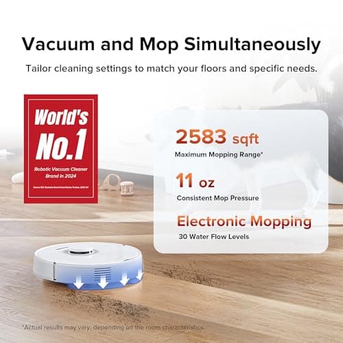 roborock Q7 Max Robot Vacuum and Mop Combo, 30-Level Water Flow Control, 4200Pa Suction, PreciSense LiDAR Navigation, No-Go Zone, No-Mop Zone, App & Voice Control, Ideal for Pet Hair