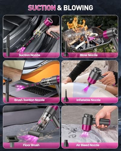 EYYA Handheld Car Vacuum Cleaner Cordless, 15000PA High Power Car Vacuum Cleaner & Air Duster, 4-in-1 Portable Mini Car Vacuum Cleaner with LED Light, Hand Held Vacuum Cleaner for Car Home Office