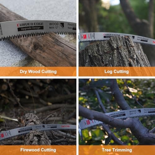 Sawzall Blades for Cutting Trees, 5 Pack 15 Inch 6 Tpi Japanese Teeth Reciprocating Saw Blades, Cr-V Wood Cutting and Tree Trimming Blades with Curved Edge and Fleam-Ground Teeth