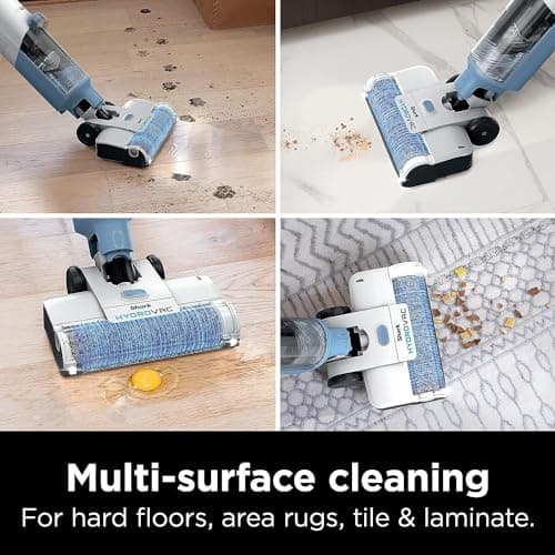 Shark WD201 HydroVac Cordless Pro XL 3-in-1 Vacuum, Mop & Self-Cleaning System with Brushroll for Multi-Surface, Hardwood, Tile, Marble & Area Rugs, Pure Water (Renewed), .38 Qt. Capacity, Blue