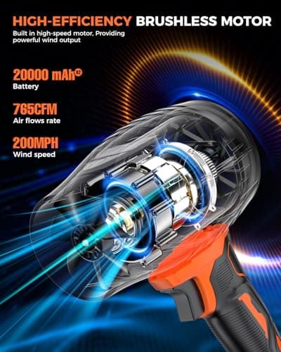 Leaf Blower Cordless with Battery and Charger, 500,000 RPM, Extended Nozzle, Lightweight Handheld Design, Turbo Jet Blower for Patio Cleaning,car Blowing Water, Lawn Care, Blowing Leaves and Dust