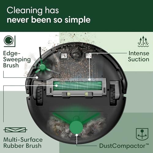 iRobot Roomba 205 DustCompactor Vac Robot Vacuum - Auto-Compacts Debris Within The Robot, No Emptying for 60 Days, Bagless, Intense Power-Lifting Suction, LiDAR Navigation, Multi-Surface Cleaning