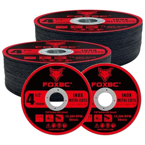 FOXBC 4-1/2 Inch Cut Off Wheel Discs for Angle Grinder, Cutting for Metal & Stainless Steel, 4-1/2" x .045" x 7/8" - 50 Pack