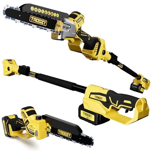 8-INCH Cordless Pole Saw, 2-IN-1 Chainsaw with 4.0Ah Battery Powered, Electric Tree Trimmer Branch Cutter with Extendable Pole, Pruning & Wood Cutting