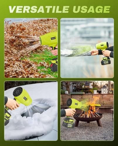 Saker Cordless Leaf Blower Portable Dust Cleaner Handheld Turbo Jet Blower 180000 RPM Air Duster with Adjustable Speed for Drying Patio Cleaning 2 Batteries Green