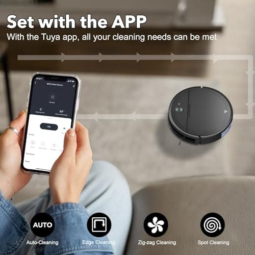 Robot Vacuum and Mop Combo, 2-in-1 Robot Vacuum Cleaner with Strong Suction, Compatible with APP/Home Integration, Schedule, Long battery life, Tangle-free, Ideal for Pet hair and Low Pile carpets