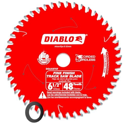 Diablo Track Circular Saw Blade for Fine Finish and Plywood - Ideal for Finish Carpenters, Installers and Remodelers - 6-1/2" Diameter, 48-Teeth, 8,800 Max RPM - D0648TSF