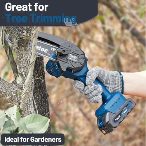 Tietoc Mini Chainsaw, 6 Inch Chain Saw Cordless, 880W Powerful Electric Handheld Chainsaw with Automatic Oiler, with 2 Batteries and 2 Chains, Tree Trimmer Gardening Tools Gift for Men, Father, Dad