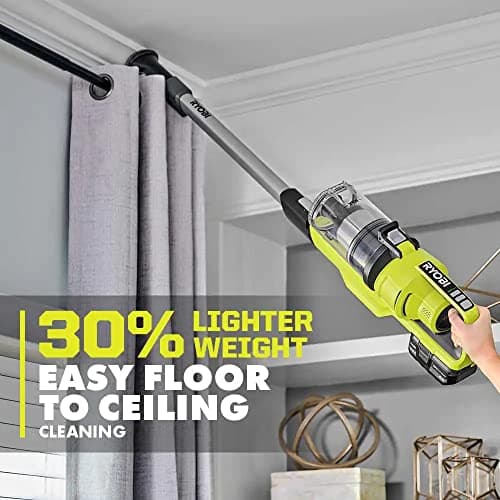 RYOBI Pacroban ONE+ 18V Cordless Stick Vacuum Cleaner Kit with 4.0 Ah Battery and Charger