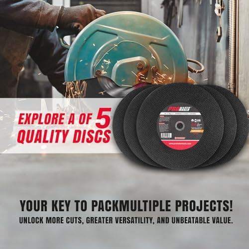 PROMAKER 5 Pack, 14 inch Cut Off Wheel, Chop Saw Blades 14 inch Metal, 14 Metal Cutting Blade for Metal, Chop Saw Wheel, 14 in x 3/32 in x 1 in