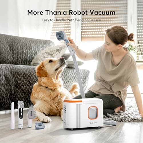 D20S Max+ Robot Vacuum and Mop, Specifically Handling Pet Hair Design, 6000Pa Max Suction, with Self-Empty Dock, 10 Weeks Hands-Free Cleaning, PreciSense LiDAR Navigation, App & Voice Control