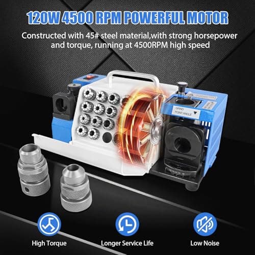 Drill Bits Sharpener, 3-20mm Drill Bit Grinding Machine, Lip Relief Angle & 95°-135° Point Angle Adjustable Drill Bit Re-Sharpener, Portable Bits Sharpening Machine with 18 Collets, CBN & SDC Wheel
