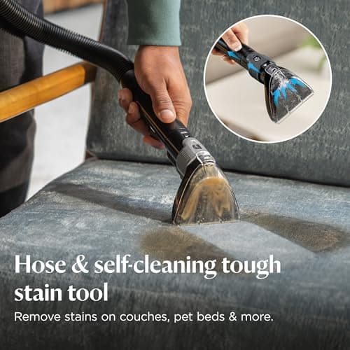BISSELL Revolution HydroSteam Carpet Cleaner, Upright Deep Cleaner, HydroSteam Technology, 4-inch Self-Cleaning Tough Stain Tool & Formulas Included, 4123