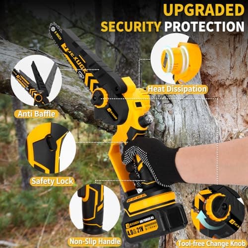 Brushless Mini Chainsaw, 8" & 6" Hand Held Cordless Chain Saw with 2 x 4.0Ah Battery, Portable Small Electric saw Cordless with 4 Chain Guide, Mini Motosierra for Tree Pruning Wood Cutting