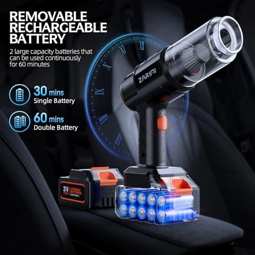 Car Vacuum Portable Cordless, 50,000Pa High Power Dust Buster, 6-in-1 Handheld Vacuum Cleaners for Home, Car, Pet Hair, Keyboard, Black