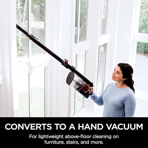 Shark Cordless Vertex Pro Lightweight Cordless Stick Vacuum with DuoClean PowerFins, HEPA Fitler, Anti-Allergen Complete Seal, LED Headlights, For Carpets & Hardfloors, Red, IZ662H