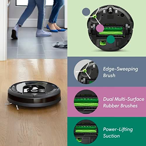 iRobot Roomba i7+ (7550) Robot Vacuum with Automatic Dirt Disposal - Empties Itself for up to 60 Days, Wi-Fi Connected, Smart Mapping, Works with Alexa, Ideal for Pet Hair, Carpets, Hard Floors
