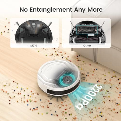 Lefant M210 Pro Robot Vacuum Cleaner, 2200Pa Powerful Suction, 120 Mins Runtime, Automatic Self-Charging, Wi-Fi/App/Alexa Control, Perfect for Pet Hair, Hard Floors, and Low-Pile Carpets