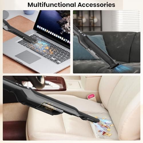 Cordless Handheld Vacuum, 24Kpa Strong Suction Car Vacuum with Brushless Motor, Charging Dock, 2in1 Flat Nozzle, Sofa Brush, 1.5lb Portable HandHeld Vacuum with 2-Speed for Home, Car, Pet, Office