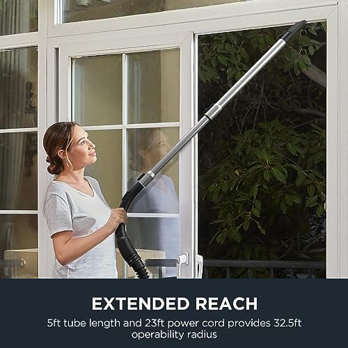 Eureka Canister Vacuum Cleaner, Lightweight Vacuum Cleaner for Carpets and Hard Floors, NEN170 Pet Friendly vaccum Cleaner with with HEPA Filter and 4 dust Bags, Silver with Green
