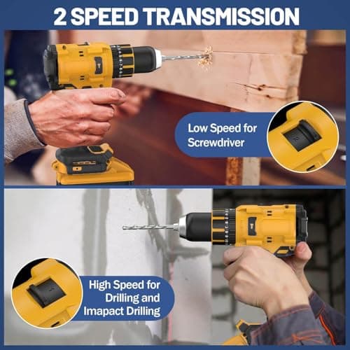 Cordless Hammer Drill Compatible with Dewalt 20V Max Battery (NO Battery) -Brushless Motor, 1/2" Keyless Metal Chuck & LED Light for Drilling Brick, Metal, Wood - Ideal for DIY