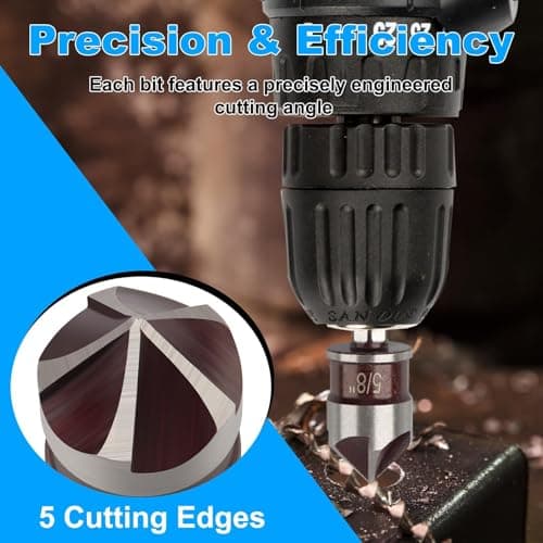 Rocaris 5 Pack Step Drill Bit & 5 Pack Countersink Drill Bit Set, Titanium Coated, 50 Sizes of Step Bit for Metal with Aluminum Case, Multiple Hole Stepped Up Bits for DIY