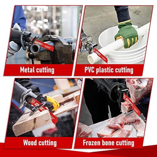 25 Pack 6 in 14/18 TPI Bi-Metal Reciprocating Saw Blades with Organizer Carbide Alloy Steel for Automobile Dismantling Metal Steel Cutting Non-Stick Coated for Less Heat for 1/16-5/16 Medium Metals