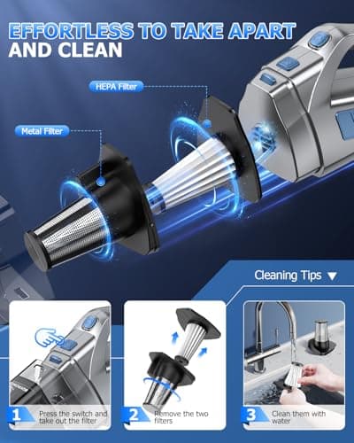 BQYPOWER Handheld Vacuum Cordless, 16000PA Strong Suction Hand Held Vacuum Dust Busters Cordless Rechargeable with Multiple Accessories, Portable Car Vacuum Cleaner High Power for Car Home Office