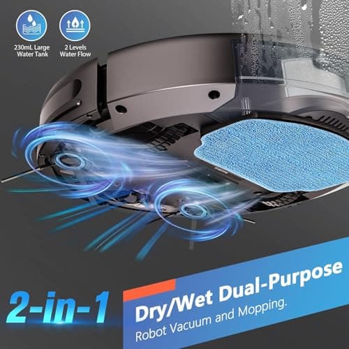 MAMNV Robot Vacuum and Mop Combo, WiFi/App, Robotic Vacuum Cleaner with Schedule, 2 in 1 Mopping Robot Vacuum with Watertank and Dustbin, Self-Charging, Slim, Ideal for Hard Floor, Pet Hair, Carpet