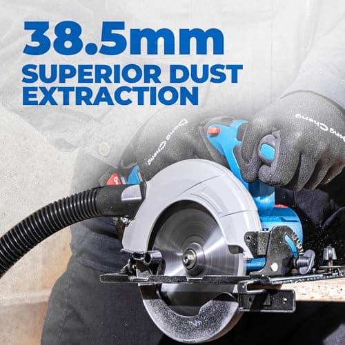 Dong Cheng Cordless Circular Saw 6-1/2-Inch 840W, Cutting Depth 59mm, 0-50° Adjustable with Dust Collection Adaptor, 24T & 40T TCT Blade Included, Battery and Charger Kit (4.0Ah)