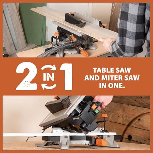 Evolution R8MTS | 8-1/4” Convertible Miter/Table Saw | Multi-Function Saw | 0-45° Bevel & +/- 45° Miter | Multi-Material Cutting: Wood, Plastic, Metal | Compact, Powerful 12A Motor | TCT Blade Incl