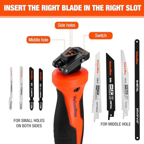 Valuemax 8-In-1 Multi-Blades Hand Saw, Quick-Change Mechanism Hacksaws with TPR Handle, CRV & Bimetal Blades, Drywall/Jab Saw, Handsaws for Wood, Metal, Plastic and Plywood