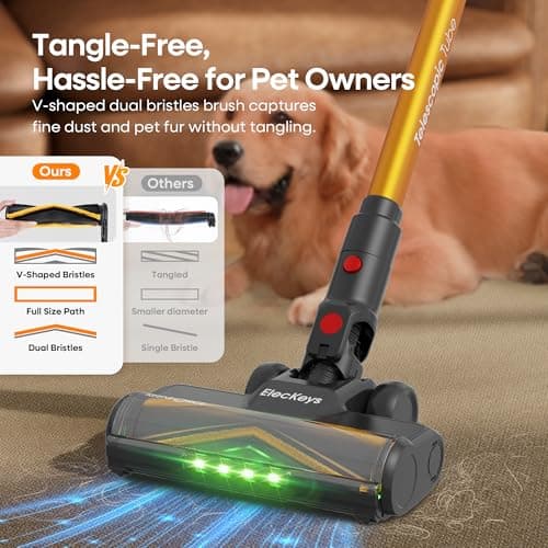 Cordless Vacuum Cleaner, Upgraded 580W 48KPA 65Mins Vacuum Cleaners for Home, Stick Vacuum with Self-Standing and Touch Screen, Anti-Tangled Handheld Vacuum for Pet Hair, Floors, Carpets, K10
