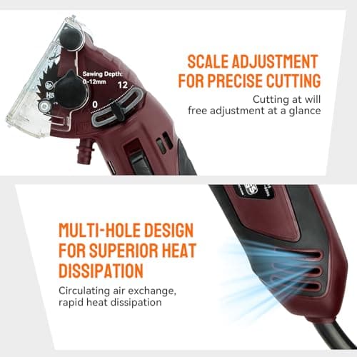 Mini Circular Saw Set, Handheld Circular Saw Corded 3400RMP 400W 110V Max Cutting Depth ½ Inch/12mm w/6 Blades, Multifunction Compact Circular Saw for Wood Drywall Tile Soft Metal PVC Pipe