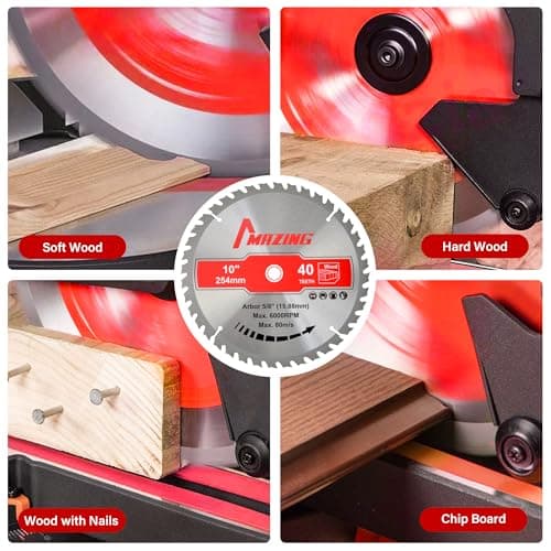MAZING 3-Piece 7-1/4 Inch 24T&40T&60T Circular Saw Blades, 7.25 Inch TCT Compact Saws Blades with 5/8" Arbor, ATB Design for Precision Woodworking, Fit for Plywood, Soft & Hardwood, Wood with Nails