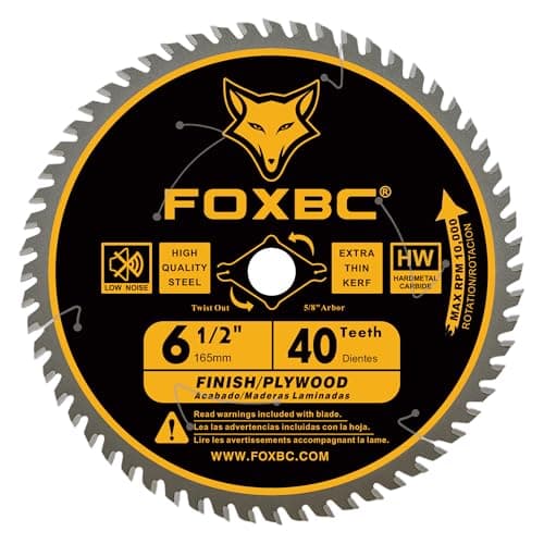 FOXBC 6-1/2 inch Circular Saw Blade 40T 60T Combo Pack, Ultra Fine Finish for Wood Cutting, Thin-Kerf with 5/8" Arbor