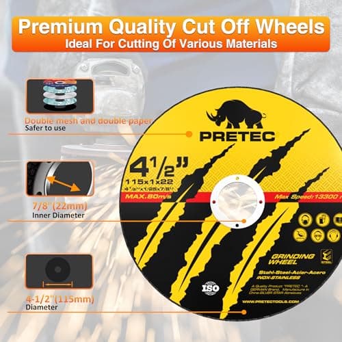 26 Packs Angle Grinder Cutting Flap Grinding Disc Wheel 4 1/2in Inches - 20 Packs 4.5"x1/4"x7/8" Cut off Wheels,3 Packs 4.5"x7/8" 60 Grit Flap Discs, 3 Packs 4.5"x1/25"x7/8" Grinding Wheels