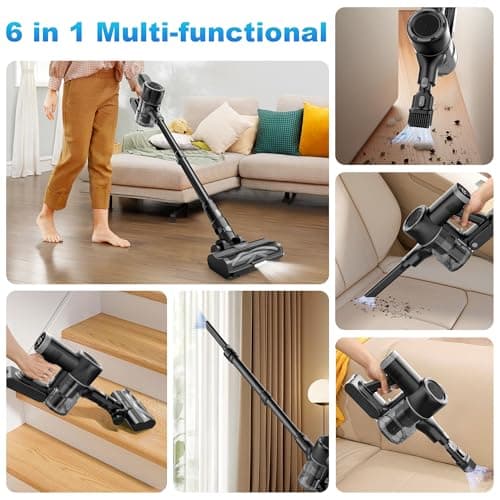 Tikom Cordless Vacuum Cleaner for Home, 40000Pa/450W Stick Vacuum with Charging Wall Dock, Anti-Tangle, Lightweight Handheld Vacuum for Pet Hair, Hard Floor, Carpet, V450