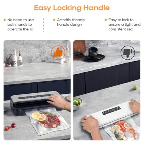 2025 Updated Stylish design Precision Vacuum Sealer Machine Pro for Food Saver, Concealed Handle 90Kpa Vacuum Sealers for Sous Vide,Liquid Food/Build with Cutter/Large Bag Storage/2 Bag Rolls