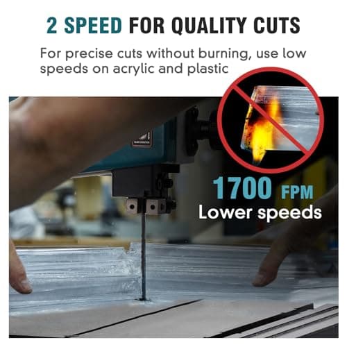 3Amp 9 Inch Benchtop Band Saw, 2-Speed（1700/2500FPM）with 360° Work Light, Miter Gauge & Rip fence, Steel Base, Band Saws for Woodworking
