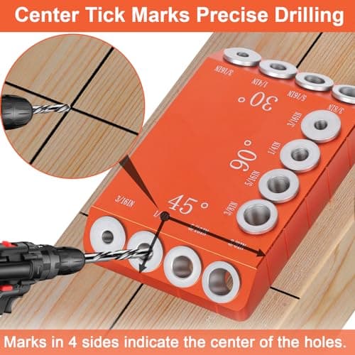 Steel DN Mate Aluminum Drill Guide, 30 45 90 Degree Angle 4 Sizes for Cable Railing Lag Screw Wood Post, Drill Hole Guide Jig for Angled/Straight Holes for Deck Cable Stair Handrail DG12