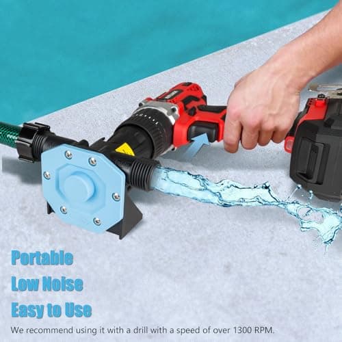 KITLUCK Hand Drill Pump, 750GPH Drill Powered Water Transfer Pump with Water Hose, Oil Tube and Adapter, Manual Water Pump for Drill, Small Self-Priming Electric Drill Pump for Water, Gasoline