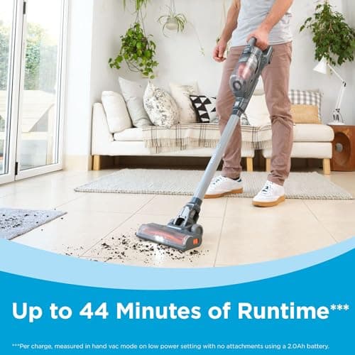 BLACK+DECKER POWERSERIES+ 20V MAX Cordless Stick Vacuum with LED Floor Lights, Lightweight, Removable Battery (BHFEA18D1)