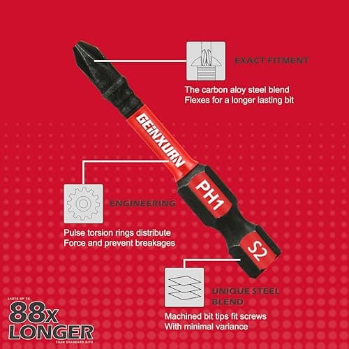 Impact Tough Phillips Bits PH1/PH2/PH3 Insert Driver Bits,19Pack Bulk Phillips Screwdriver Bits Set with 1Pcs Impact Bit Holder