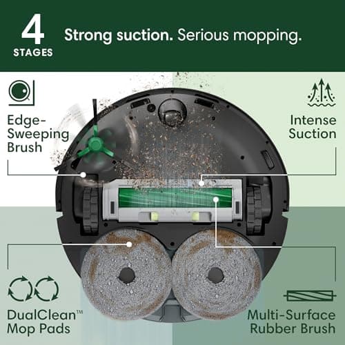 iRobot Roomba Plus 405 Combo Robot Vacuum with AutoWash Dock, 70x Suction, DualClean Mop, and ClearView LiDAR Mapping (Black)